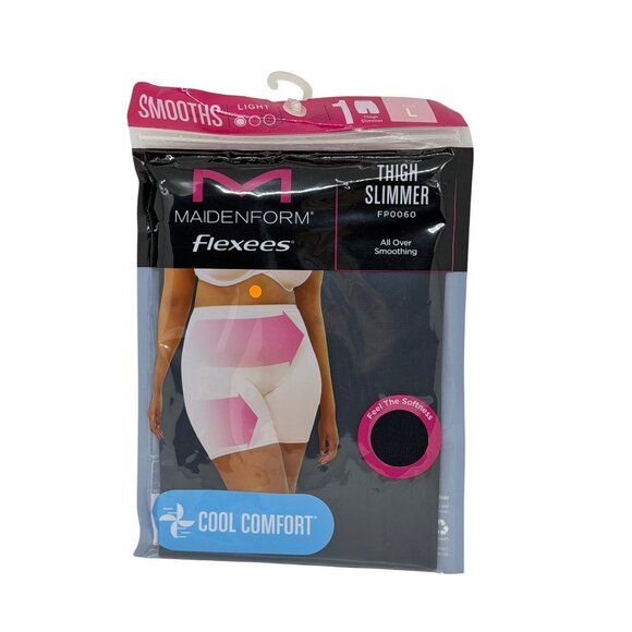 NWT Maidenform Flexees Thigh Slimmer FP0060 Large Black Light Control Smoothing - Picture 1 of 3